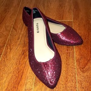 Red Rhinestone Flats